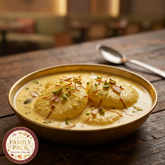 Buy Kesar Rasmalai with Rabadi Online | Rasoi Xpress Dessert