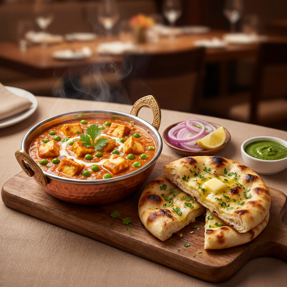 Mutter Paneer with 2 Bakery Kulcha