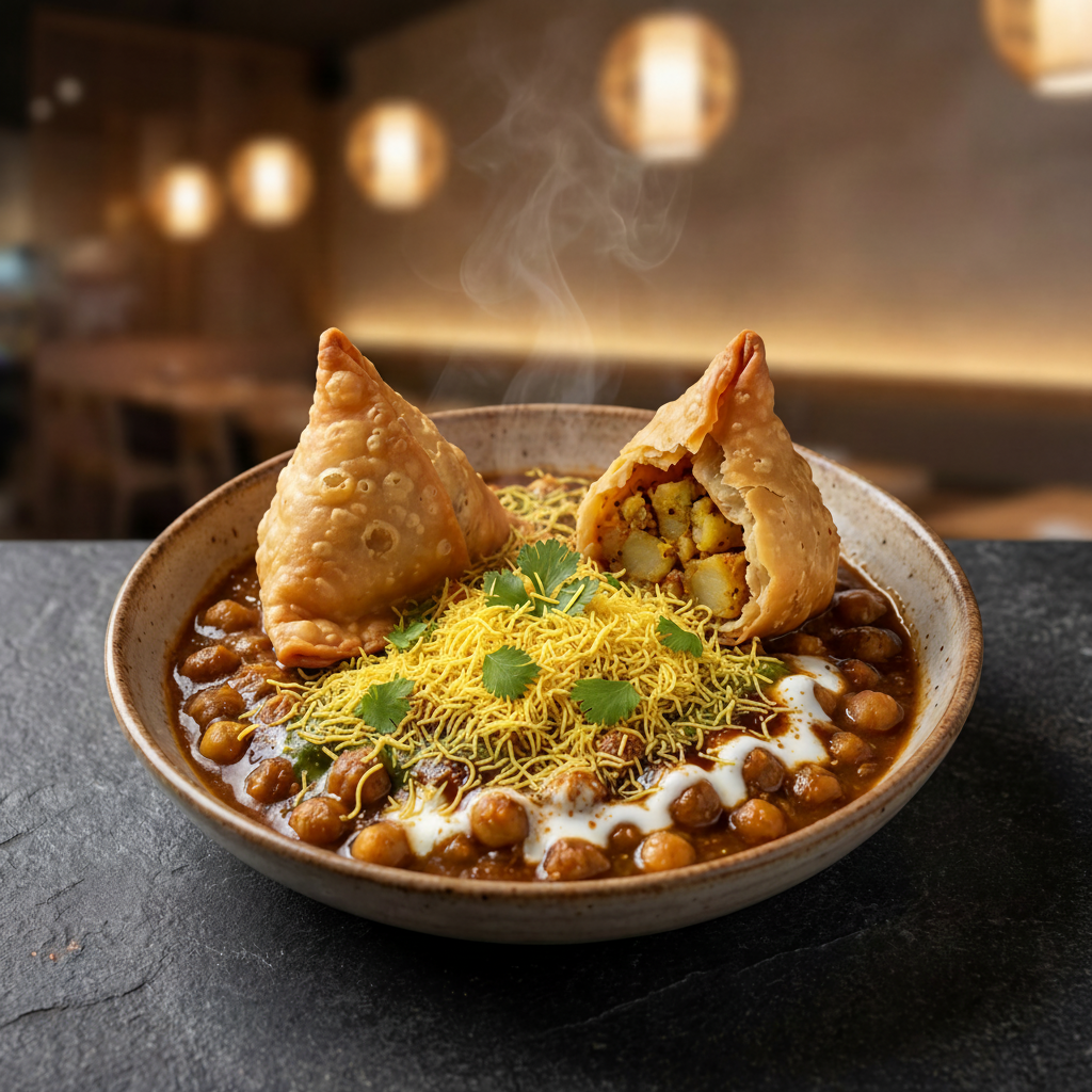 Punjabi Samosa Chole Chaat